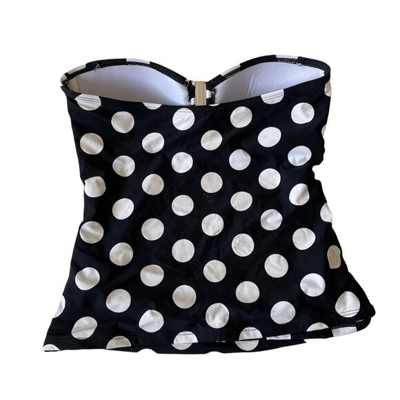 La Blanca Strapless Tankini Polka Dot Soft Cups Black White 8 EUC - Picture 2 of 8